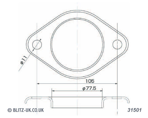 Exhaust Gasket - 31501 - 76mm Bore - 2 bolt fixing, 13mm x 104mm centres